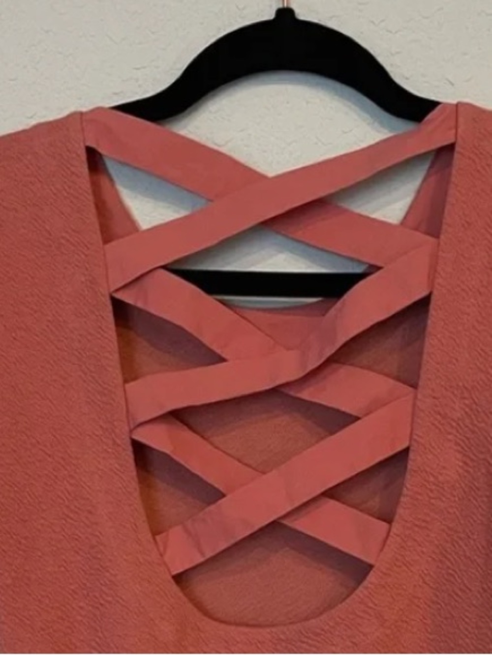 Anthropologie top, coral color, lace up back - Picture 4 of 4